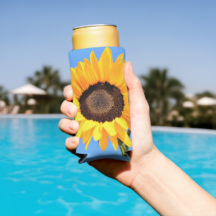Pour Canette Slim Tournesol sur rafraîchisseur de boîte de ciel bleu