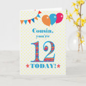 Pour Cousin 12e Anniversaire Carte Ballons (Fleur jaune)