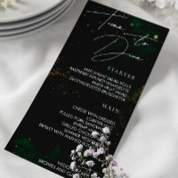 Pour Diner Menu Dark Emerald Green Magic Stars