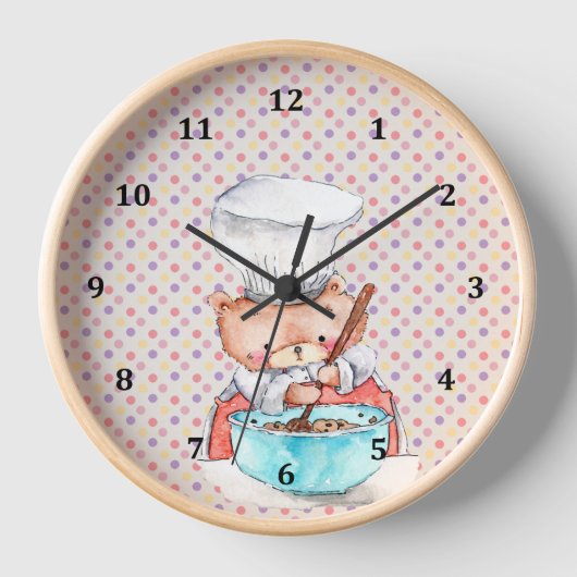 Pour Enfants Ours Faire Des Cookies Horloge Mur (Recto)