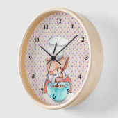 Pour Enfants Ours Faire Des Cookies Horloge Mur (Angle)