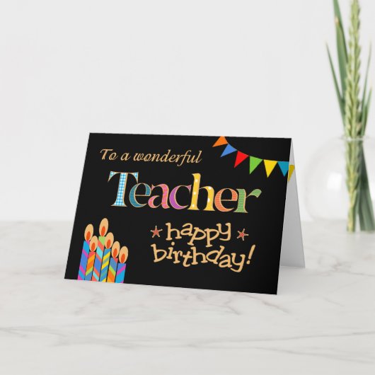 Pour Enseignant Chic bougies, Bunting Carte Annive (Devant)