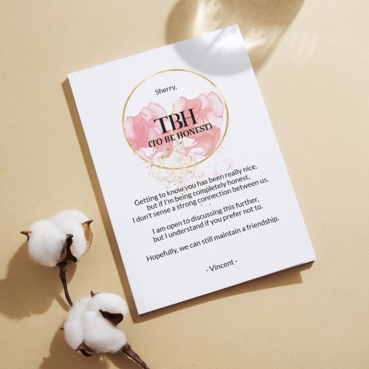Pour être honnête (TBH) Carte de rupture rose