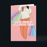 Pour Femme Special Friend Shopping Carte Anniversa<br><div class="desc">Carte d'anniversaire de shopping spéciale féminine moderne. Parfait pour un ami. Design exclusif à la marque Green Elephant Cards.</div>