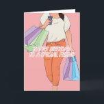 Pour Femme Special Friend Shopping Carte Anniversa<br><div class="desc">Carte d'anniversaire de shopping spéciale féminine moderne. Parfait pour un ami. Design exclusif à la marque Green Elephant Cards.</div>