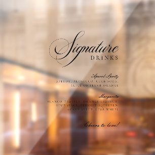 Pour Fenêtre Boissons à signature noire autocollant transparent
