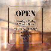 Pour Fenêtre Heures d'ouverture l Autocollant transparent Heure (Feuille 2)