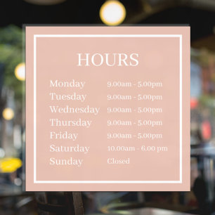 Pour Fenêtre Heures d'ouverture minimales Autocollant de fenêtr