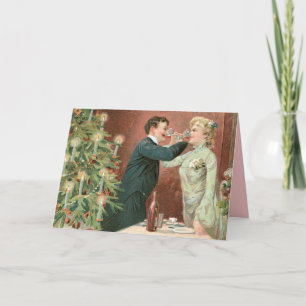 Pour Fêtes Annuelles Ancienne mode Cartes de Noël Couple Vintage