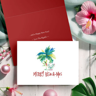 Pour Fêtes Annuelles Aquarelle Plage tropicale Plage pliée Cartes de No