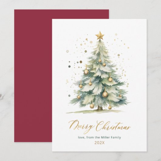 Pour Fêtes Annuelles Arbre de script moderne Non Photo Cartes de Noël (Devant / Derrière)