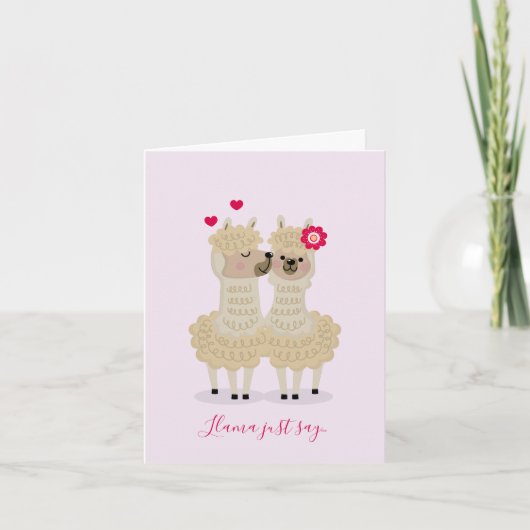 Pour Fêtes Annuelles Baisers des cartes de Saint-Valentin de lamas (Devant)