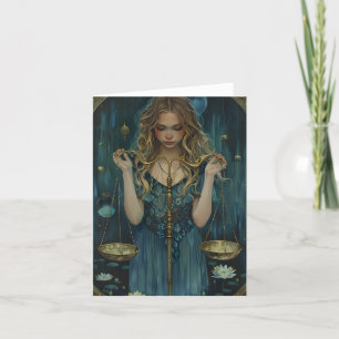 Pour Fêtes Annuelles Belle Portrait Libra Cartes Zodiac