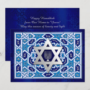 Pour Fêtes Annuelles Bonne Hanoukka. Cartes Star of David et Menorah