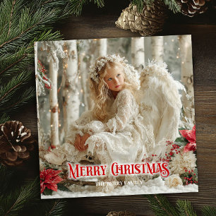 Pour Fêtes Annuelles Cartes artistiques de Noël tendance ange rouge et
