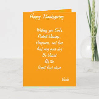 Pour Fêtes Annuelles Cartes d'action de grâce oncle