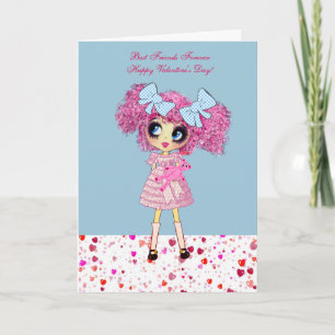 Pour Fêtes Annuelles Cartes d'anniversaire de fille Kawaii avec PinkyP
