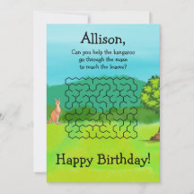 Cartes d'anniversaire Kangaroo et Maze Feuille