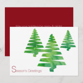 Pour Fêtes Annuelles Cartes d'aquarelle de Noël des Arbres Peints (Devant / Derrière)