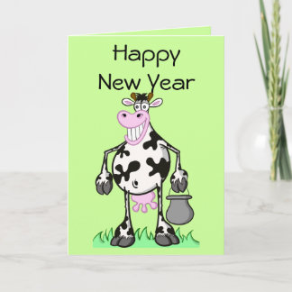 Pour Fêtes Annuelles Cartes de bonne année "dessin animé" vache