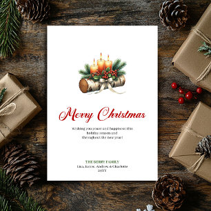 Pour Fêtes Annuelles Cartes de bougies de Noël charmantes avec baies de
