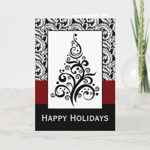 Pour Fêtes Annuelles cartes de fin de année élégants damas des arbres d