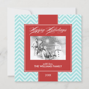 Pour Fêtes Annuelles Cartes de fin de année personnalisés Aqua et Red C