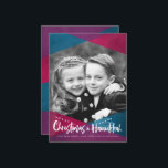 Pour Fêtes Annuelles Cartes de fin de année photo Hanoukka de Noël inte<br><div class="desc">Cartes de fin de année photo modernes et colorés pour les familles interconfessionnelles qui fêtent Noël et Hanoukka. Doté d'un design sophistiqué de blocs colorés en angle,  superposé sur la photo.</div>