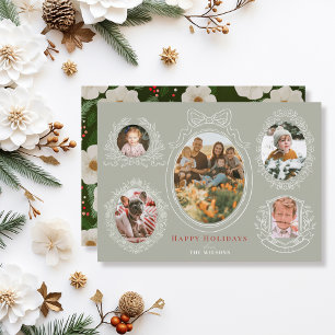 Pour Fêtes Annuelles Cartes de Noël 5 Photo Cartes de Noël Ruban & Bota