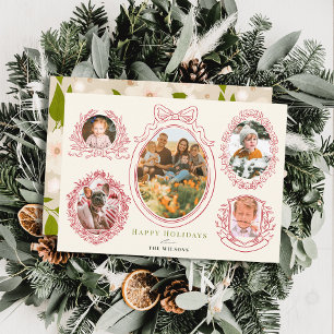 Pour Fêtes Annuelles Cartes de Noël 5 Photo Cartes de Noël Ruban & Bota