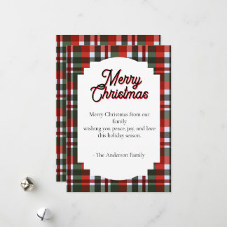 Pour Fêtes Annuelles Cartes de Noël à carreaux rouges et verts
