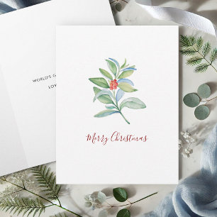 Pour Fêtes Annuelles Cartes de Noël Aquarelle Botanique Baies