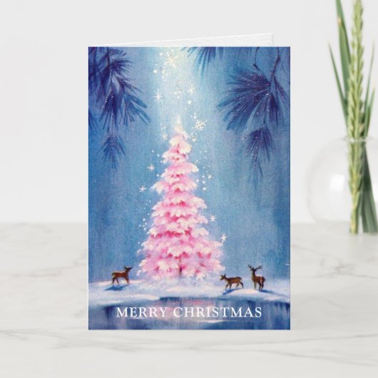Pour Fêtes Annuelles Cartes de Noël | Arbre rose (Devant)