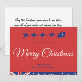 Pour Fêtes Annuelles Cartes de Noël Australie Drapeau Kangaroo Sleigh (Devant / Derrière)