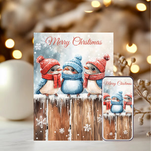 Pour Fêtes Annuelles Cartes de Noël avec de mignons oiseaux d'hiver