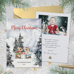 Pour Fêtes Annuelles Cartes de Noël avec des souris à l'aquarelle et ph