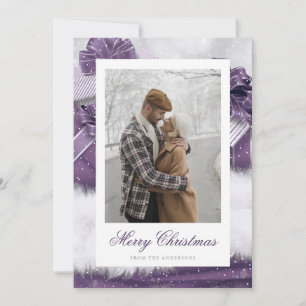 Pour Fêtes Annuelles Cartes de Noël avec photo Vintage pourpre