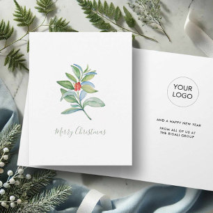 Pour Fêtes Annuelles Cartes de Noël botaniques à l'aquarelle