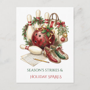Pour Fêtes Annuelles Cartes de Noël Bowling Rouge Élégant avec Ruban