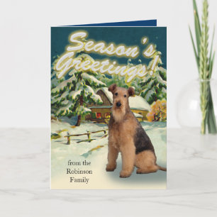 Pour Fêtes Annuelles Cartes de Noël Cabine de neige Airedale Terrier