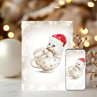 Pour Fêtes Annuelles Cartes de Noël chats mignonnes 3