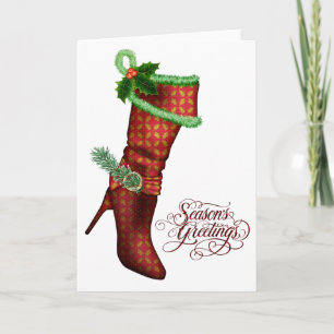 Pour Fêtes Annuelles Cartes de Noël Chics Bas Rouge