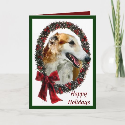 Pour Fêtes Annuelles Cartes de Noël de Borzoi (Devant)