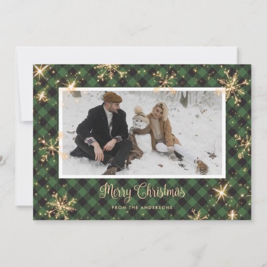 Pour Fêtes Annuelles Cartes de Noël de Buffalo Vert Plaid (Devant)
