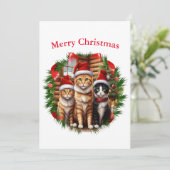 Pour Fêtes Annuelles Cartes de Noël de chats (Debout devant)