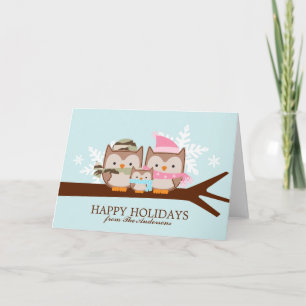 Pour Fêtes Annuelles Cartes de Noël de la famille des hiboux militaires