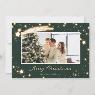 Pour Fêtes Annuelles Cartes de Noël de photos vertes Sparkly Stars