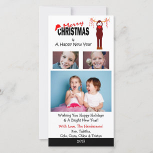 Pour Fêtes Annuelles Cartes de Noël de sucres de canne du renne X4