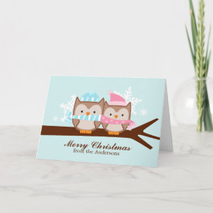 Pour Fêtes Annuelles Cartes de Noël des Chouettes d'hiver