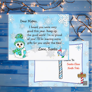 Pour Fêtes Annuelles Cartes de Noël du Père Noël: Bonhomme de neige mig
